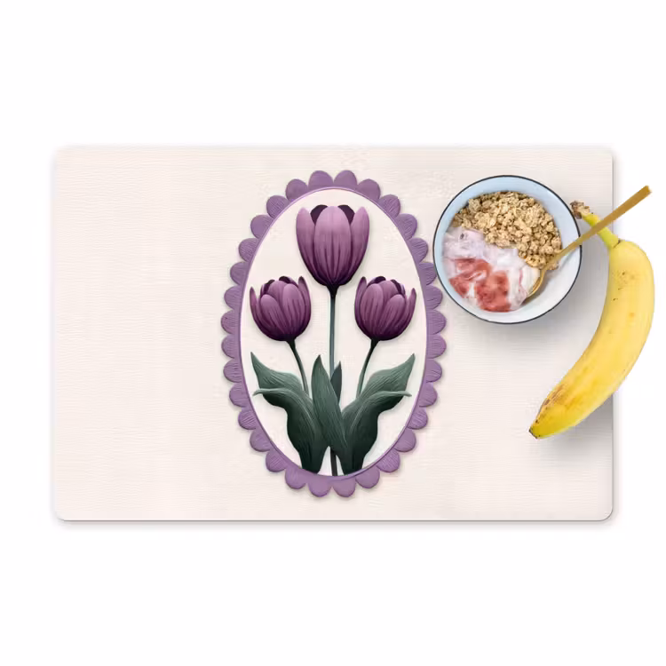 Tulpen - Paars - Lijst - Bladeren Placemat vinyl groot -zzzproduct_Kitchenyeah-website