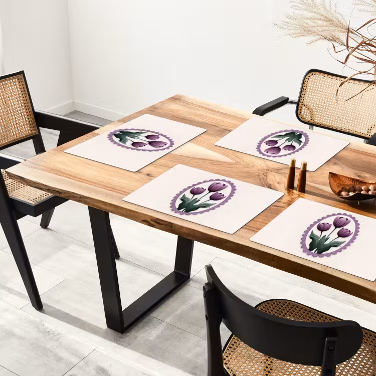 Tulpen - Paars - Lijst - Bladeren Placemat vinyl groot -zzsfeer4_Kitchenyeah-website