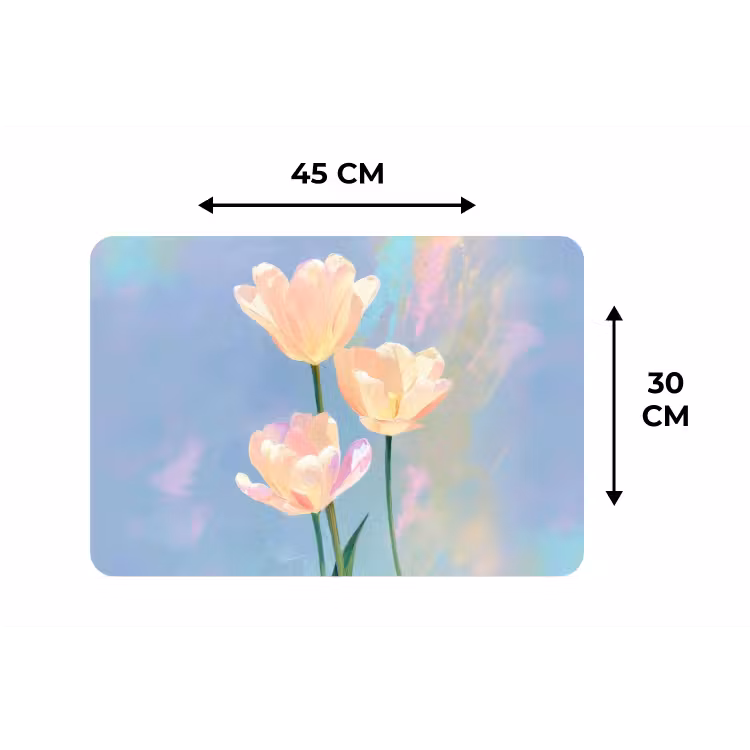 Tulpen - Roze accenten - Blauw Placemat vinyl groot -specs
