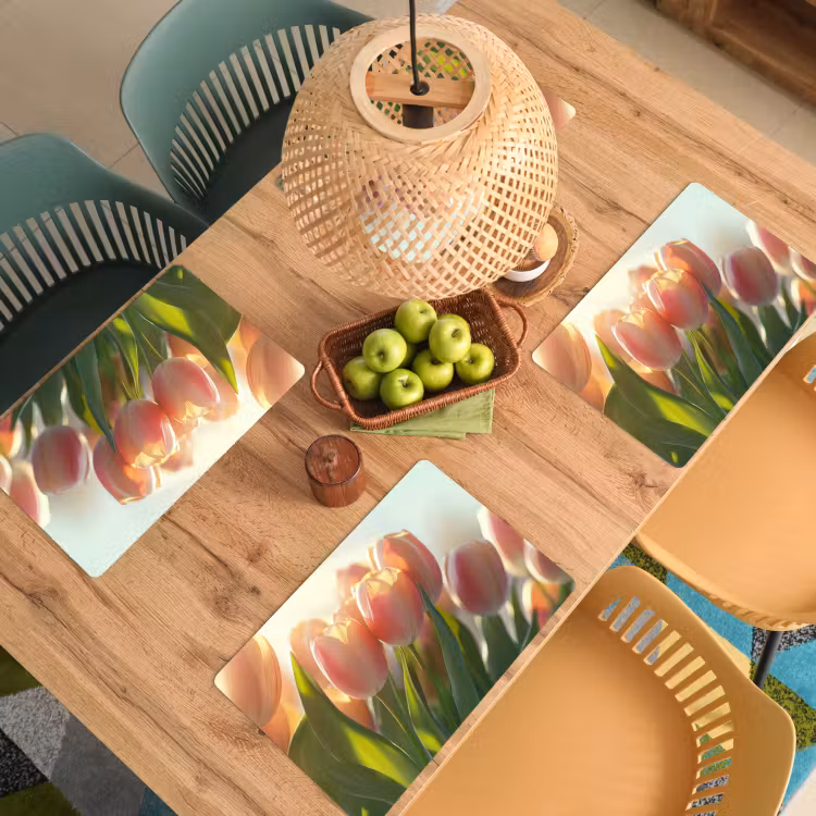 Tulpen - Roze - Zonnestralen Placemat vinyl groot -zzsfeer5_Kitchenyeah-website