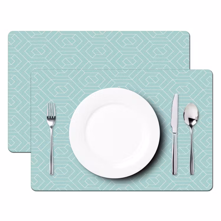 Turquoise - Patroon - Lijnen Placemat vinyl groot 368 -zzsfeer2_Kitchenyeah-website