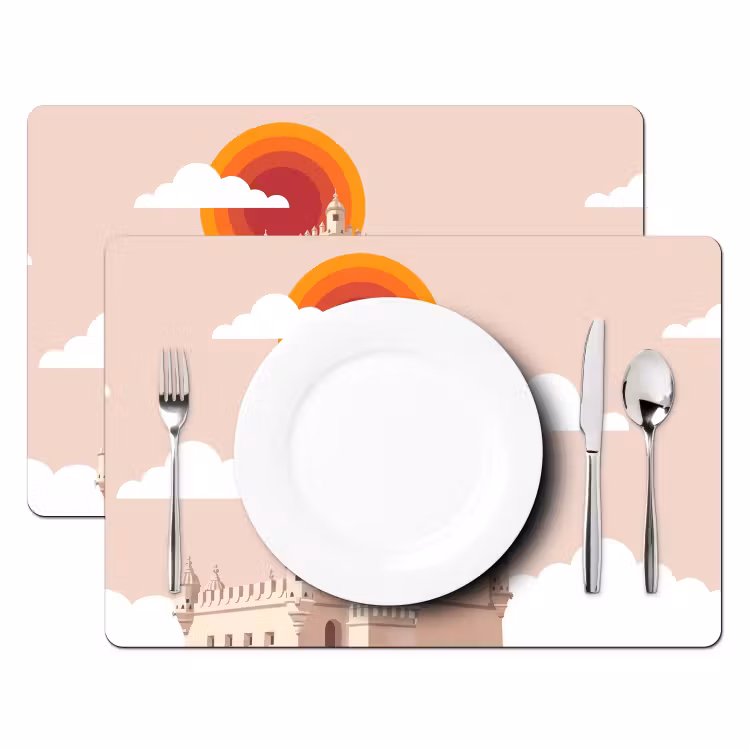 Toren - Rivier - Architectuur - Modern - Oranje Placemat vinyl groot -zzsfeer2_Kitchenyeah-website