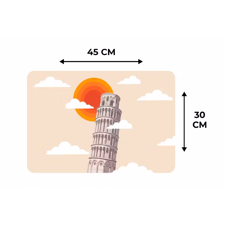 Toren - Pisa - Architectuur - Minimalistisch - Beige Placemat vinyl groot -specs