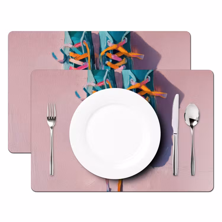 Sneakers - Veters - Kleurrijk - Schaduw Placemat vinyl groot -zzsfeer2_Kitchenyeah-website