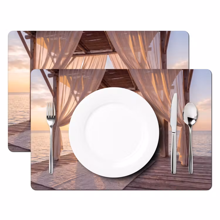 Overkapping - Zee - Zonsondergang - Vakantie - Rust Placemat vinyl groot -zzsfeer2_Kitchenyeah-website
