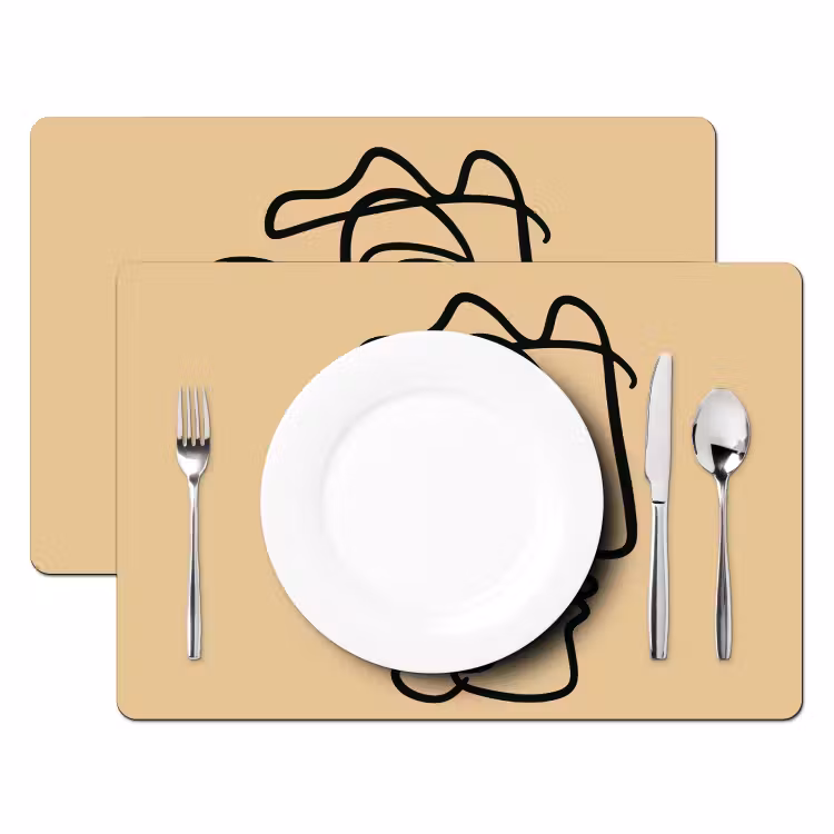 Overlappende profielen - Lichtbruin - Zwart Placemat vinyl groot -zzsfeer2_Kitchenyeah-website