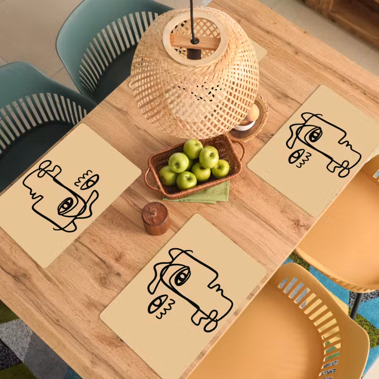 Overlappende profielen - Lichtbruin - Zwart Placemat vinyl groot -zzsfeer5_Kitchenyeah-website
