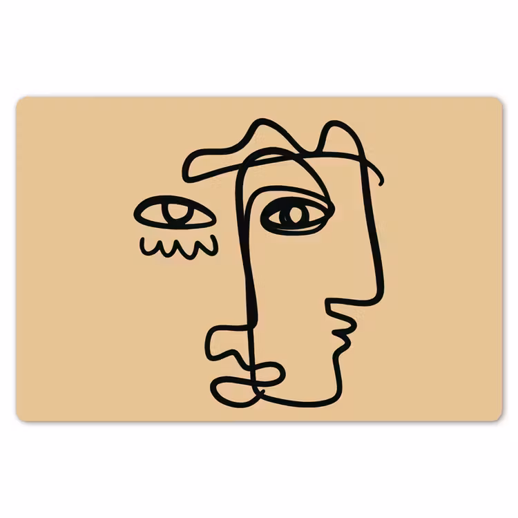 Overlappende profielen - Lichtbruin - Zwart Placemat vinyl groot -zzsfeer1_Kitchenyeah-website