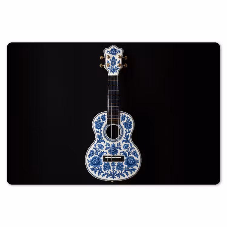 Ukelele - Delfts - Blauw - Muziek Placemat vinyl groot -zzsfeer1_Kitchenyeah-website