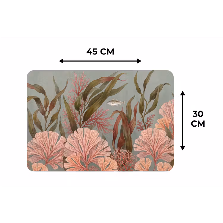 Onderwater - Planten - Vis - Vintage - Groen Placemat vinyl groot -specs