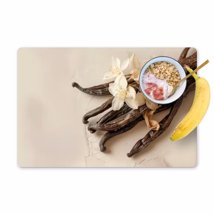 Vanille - Bloemen - Beige Placemat vinyl groot -zzzproduct_Kitchenyeah-website