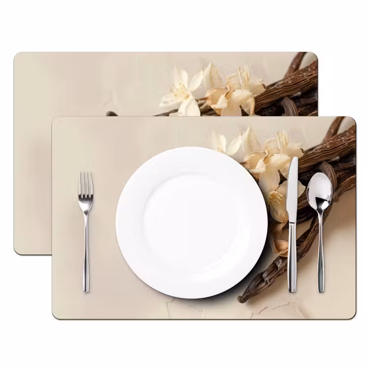 Vanille - Bloemen - Beige Placemat vinyl groot -zzsfeer2_Kitchenyeah-website
