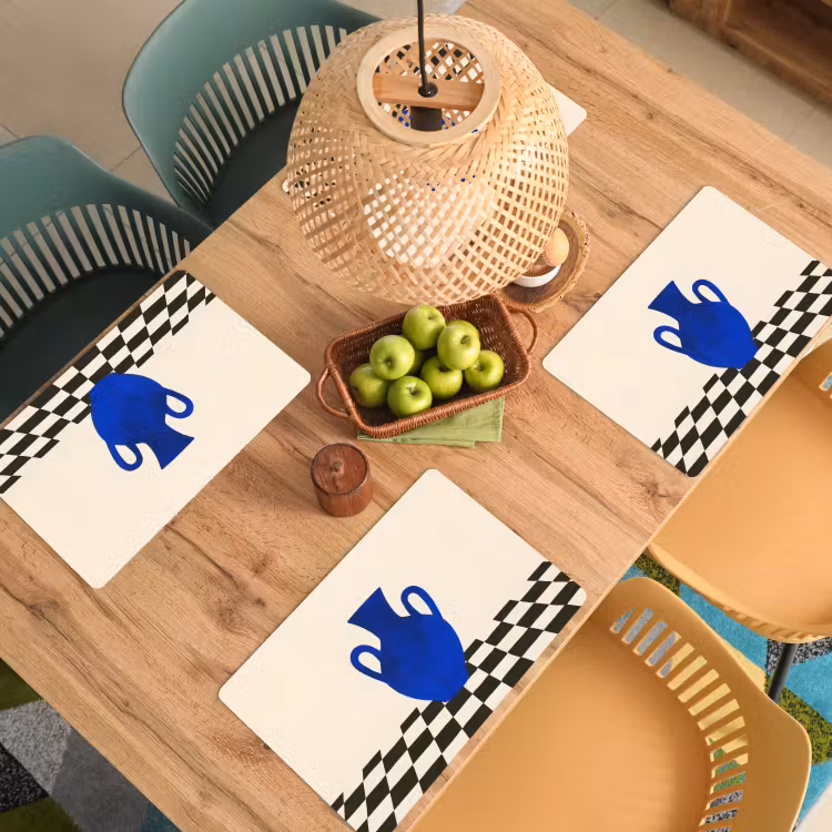 Vaas - Blauw - Geblokt - Modern Placemat vinyl groot -zzsfeer5_Kitchenyeah-website