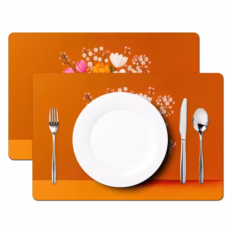 Vaas - Bloemen - Oranje Placemat vinyl groot -zzsfeer2_Kitchenyeah-website