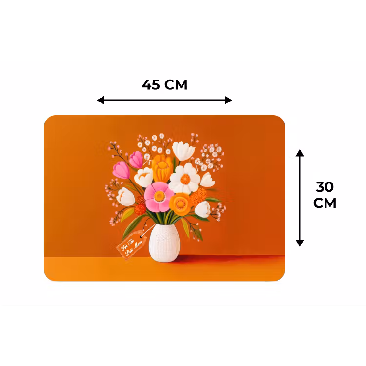 Vaas - Bloemen - Oranje Placemat vinyl groot -specs