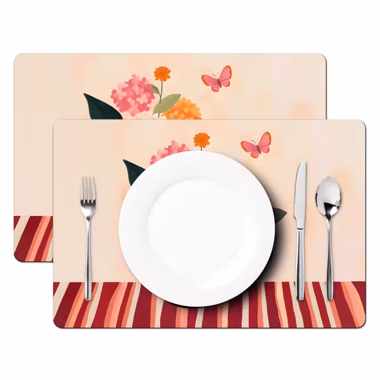 Vaas - Bloemen - Vlinder - Rood Placemat vinyl groot -zzsfeer2_Kitchenyeah-website