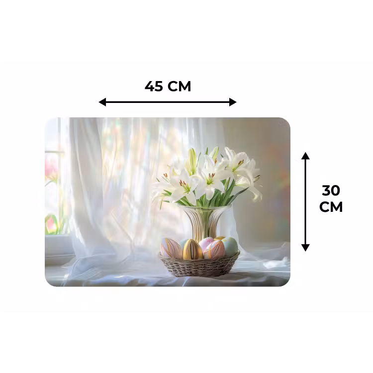 Vaas - Eieren - Bloemen Placemat vinyl groot -specs