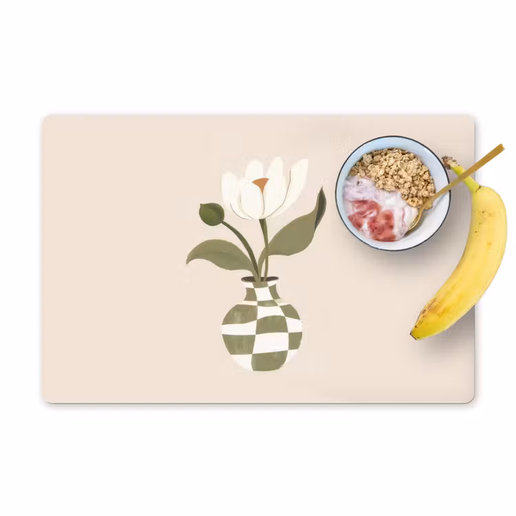 Vaas - Geruit - Bloem - Groen Placemat vinyl groot -zzzproduct_Kitchenyeah-website