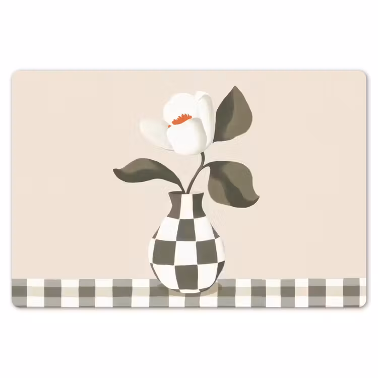 Vaas - Geruit - Groen - Bloem Placemat vinyl groot -zzsfeer1_Kitchenyeah-website