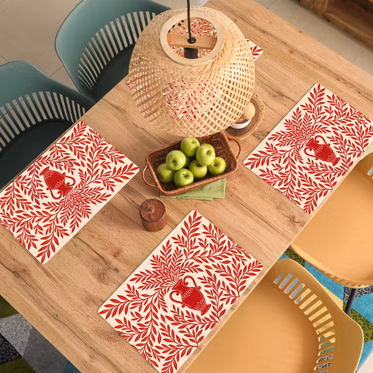Vaas - Planten - Decoratie - Abstract - Rood Placemat vinyl groot -zzsfeer5_Kitchenyeah-website