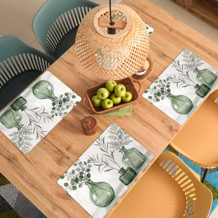 Vazen - Bladeren - Groen Placemat vinyl groot -zzsfeer5_Kitchenyeah-website