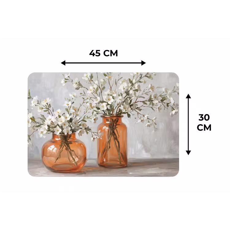 Vazen - Bloemen - Oranje Placemat vinyl groot -specs
