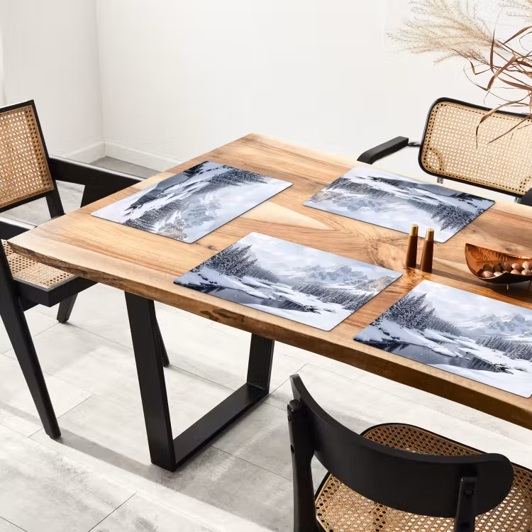 Sneeuwlandschap - Bergen - Rivier - Winter Placemat vinyl groot -zzsfeer4_Kitchenyeah-website