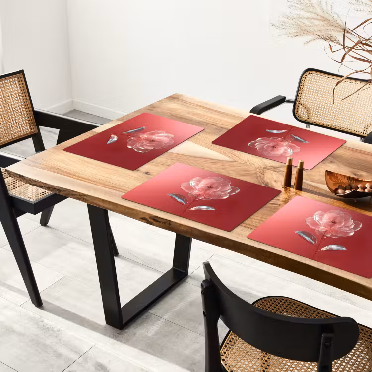 Sierlijk - Bloem - Roze - Glazen Placemat vinyl groot -zzsfeer4_Kitchenyeah-website