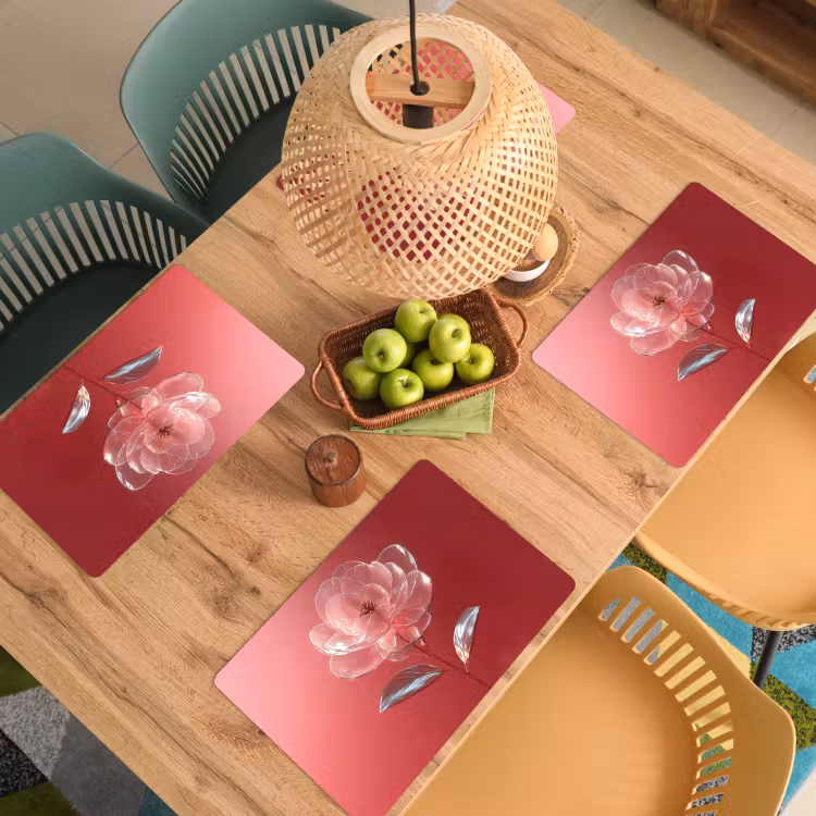 Sierlijk - Bloem - Roze - Glazen Placemat vinyl groot -zzsfeer5_Kitchenyeah-website