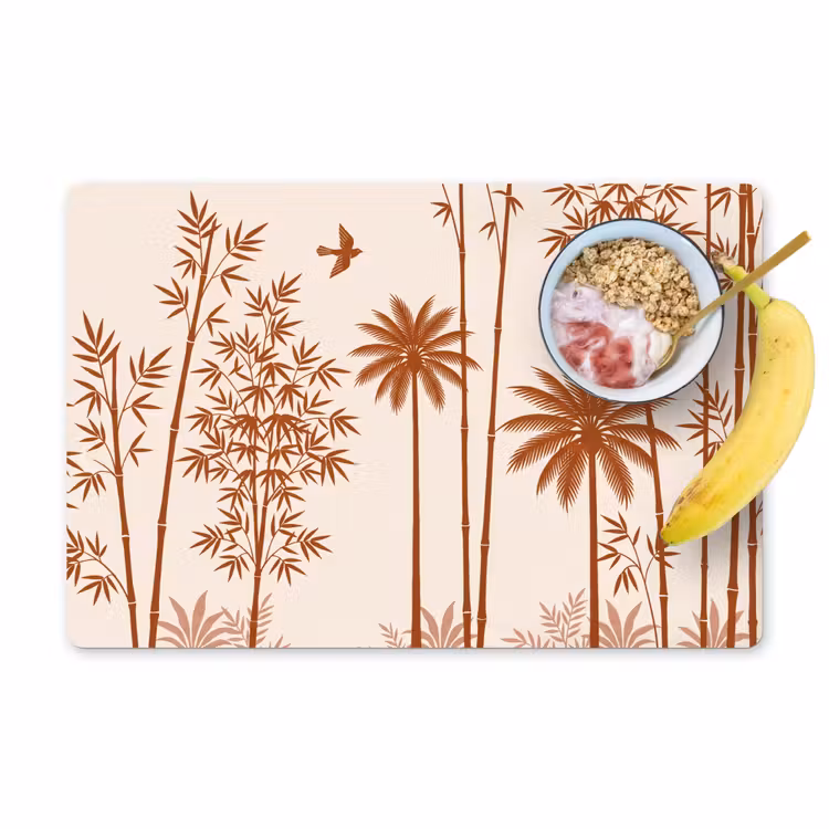Vogel - Boom - Tropisch - Minimalistisch - Bruin Placemat vinyl groot -zzzproduct_Kitchenyeah-website