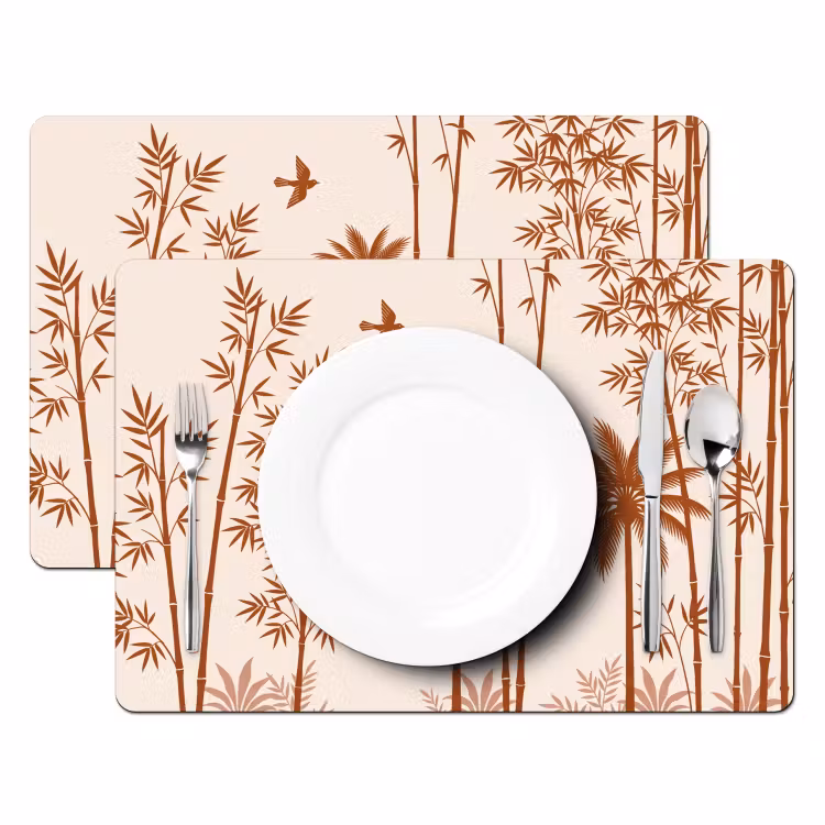 Vogel - Boom - Tropisch - Minimalistisch - Bruin Placemat vinyl groot -zzsfeer2_Kitchenyeah-website