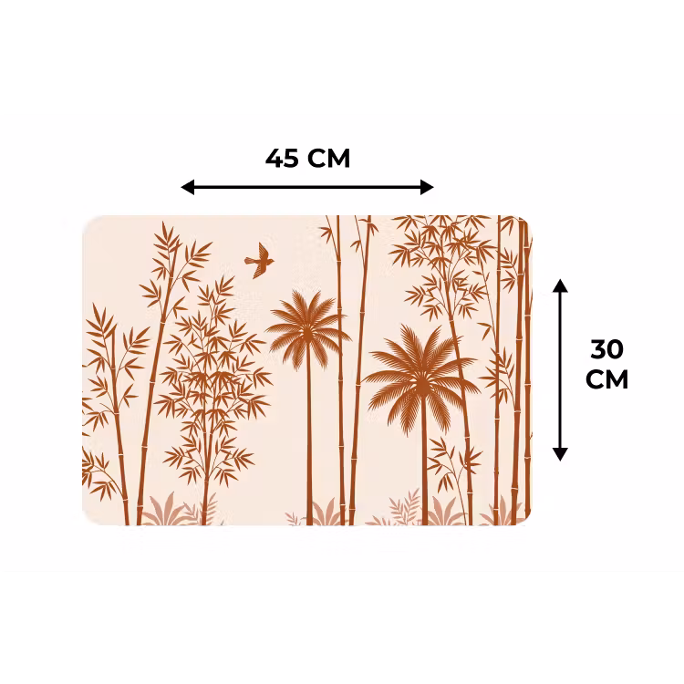 Vogel - Boom - Tropisch - Minimalistisch - Bruin Placemat vinyl groot -specs