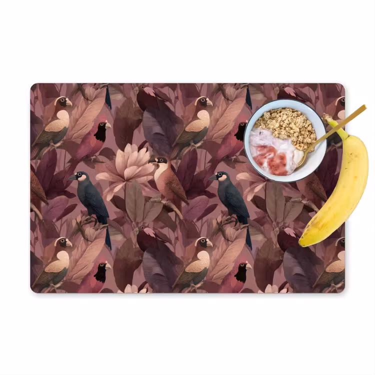Vogels - Bladeren - Roze Placemat vinyl groot 368 -zzzproduct_Kitchenyeah-website