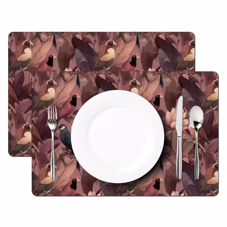 Vogels - Bladeren - Roze Placemat vinyl groot 368 -zzsfeer2_Kitchenyeah-website