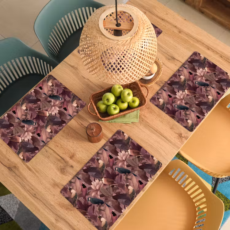 Vogels - Bladeren - Roze Placemat vinyl groot 368 -zzsfeer5_Kitchenyeah-website