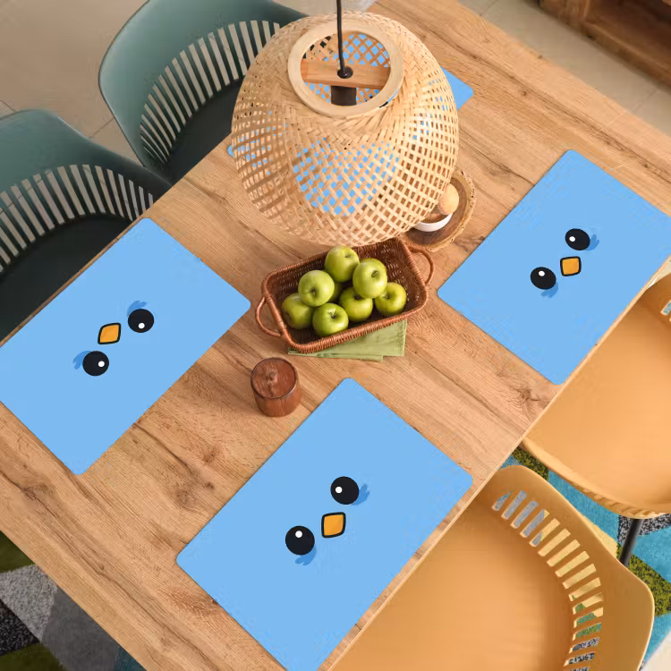 Vogel - Blauw - Eenvoudig Placemat vinyl groot -zzsfeer5_Kitchenyeah-website