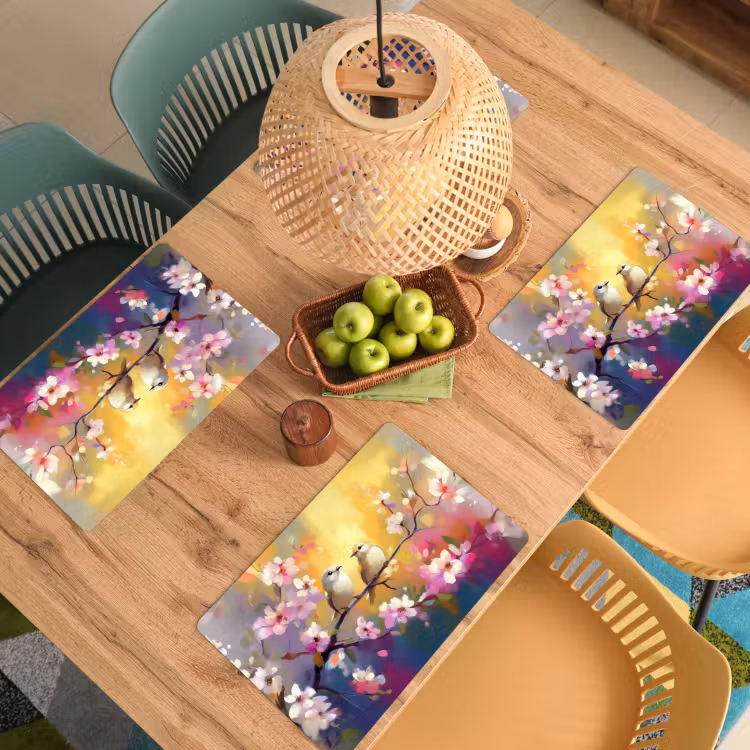 Vogels - Bloemen - Roze Placemat vinyl groot -zzsfeer5_Kitchenyeah-website