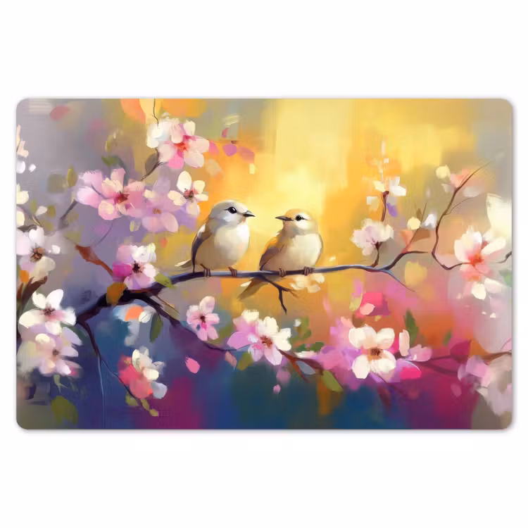Vogels - Bloemen - Roze Placemat vinyl groot -zzsfeer1_Kitchenyeah-website
