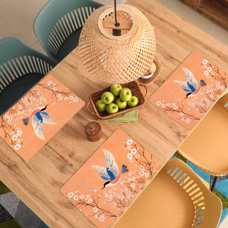 Vogel - Bloesemtakken - Warm - Kleurrijk Placemat vinyl groot -zzsfeer5_Kitchenyeah-website