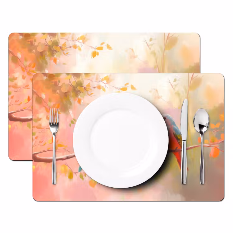 Vogels - Kleurrijk - Tak Placemat vinyl groot -zzsfeer2_Kitchenyeah-website