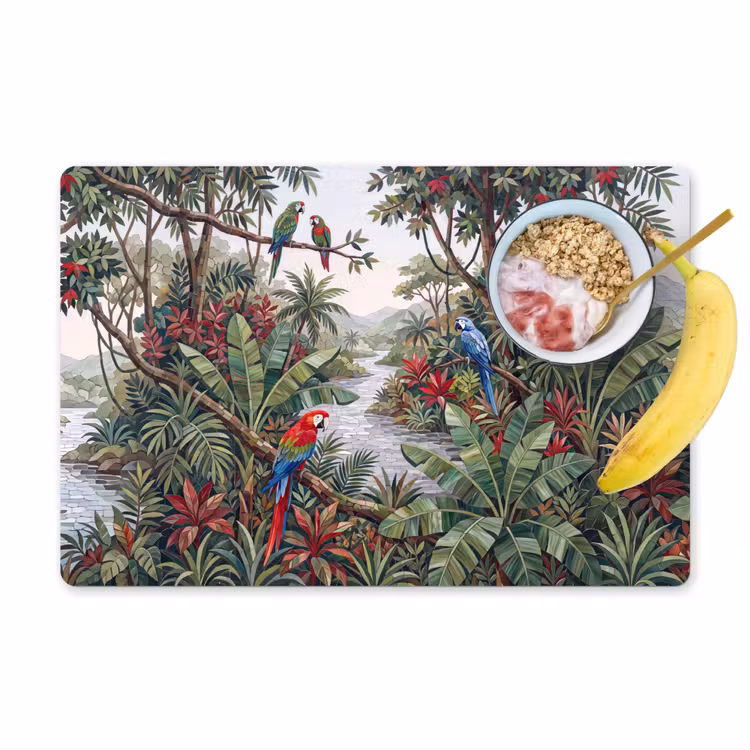 Vogel - Jungle - Natuur - Mozaïek - Groen Placemat vinyl groot -zzzproduct_Kitchenyeah-website