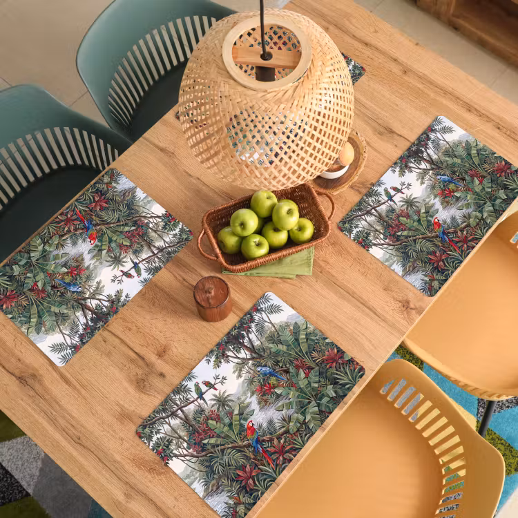 Vogel - Jungle - Natuur - Mozaïek - Groen Placemat vinyl groot -zzsfeer5_Kitchenyeah-website