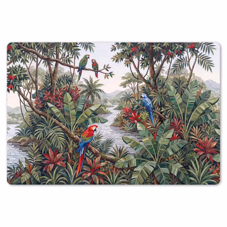 Vogel - Jungle - Natuur - Mozaïek - Groen Placemat vinyl groot -zzsfeer1_Kitchenyeah-website
