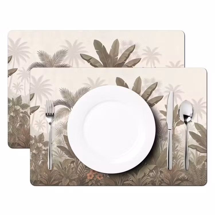 Vogel - Jungle - Tropisch - Illustratie - Groen Placemat vinyl groot -zzsfeer2_Kitchenyeah-website