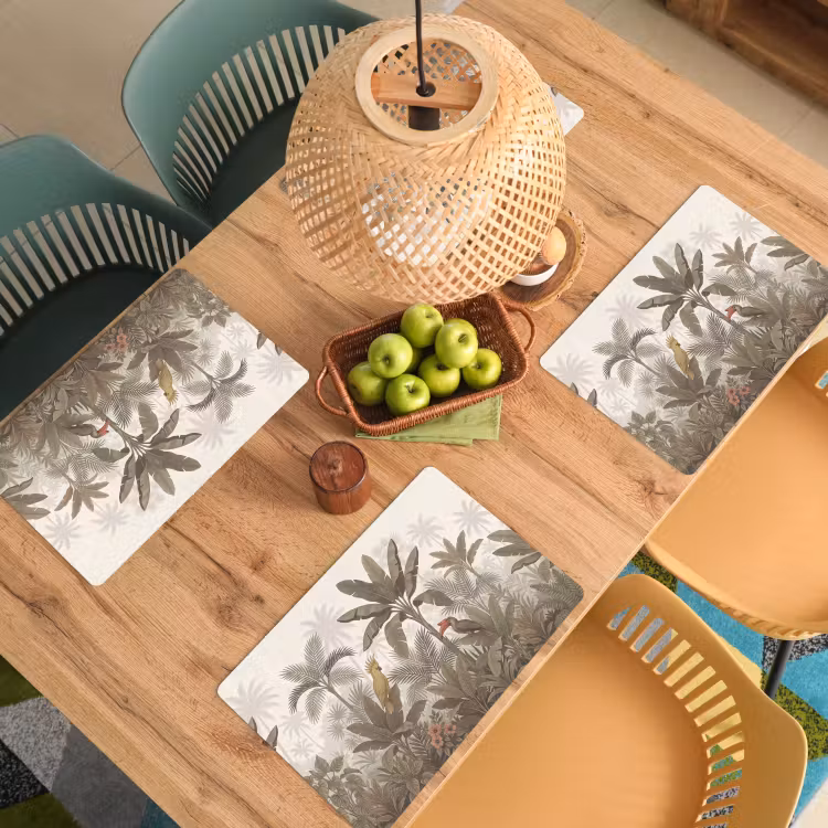 Vogel - Jungle - Tropisch - Illustratie - Groen Placemat vinyl groot -zzsfeer5_Kitchenyeah-website