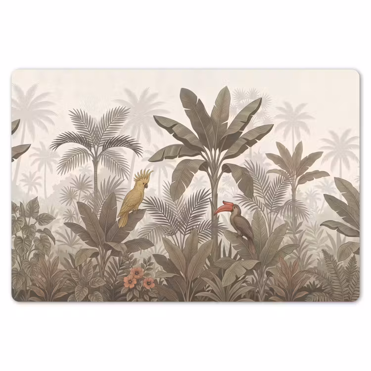 Vogel - Jungle - Tropisch - Illustratie - Groen Placemat vinyl groot -zzsfeer1_Kitchenyeah-website
