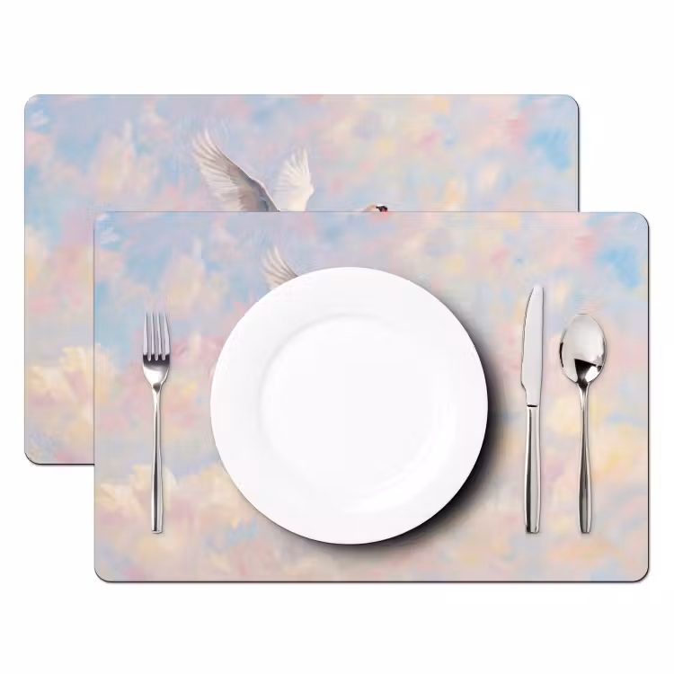Vogel - Vliegend - Lucht - Modern - Pastel Placemat vinyl groot -zzsfeer2_Kitchenyeah-website