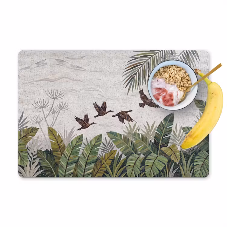Vogel - Vliegend - Tropisch - Mozaïek - Groen Placemat vinyl groot -zzzproduct_Kitchenyeah-website