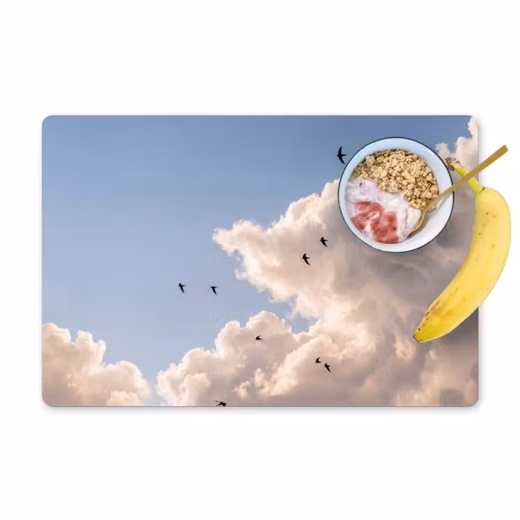 Vogel - Vlucht - Wolken - Natuur - Blauw Placemat vinyl groot -zzzproduct_Kitchenyeah-website