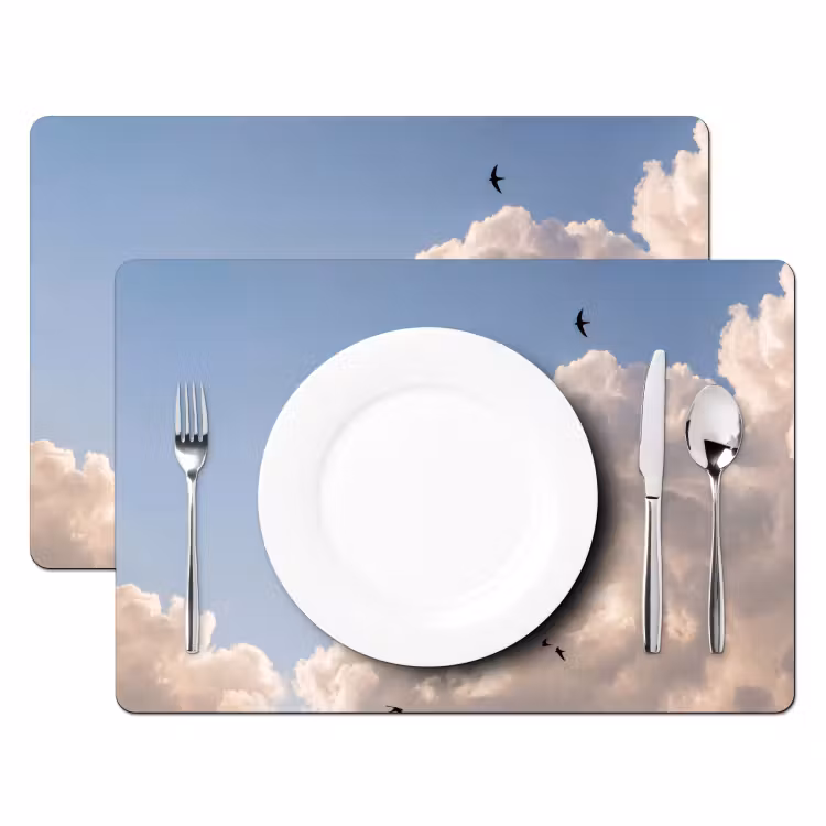 Vogel - Vlucht - Wolken - Natuur - Blauw Placemat vinyl groot -zzsfeer2_Kitchenyeah-website